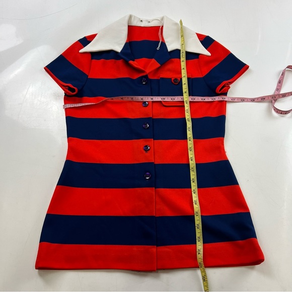 90s vintage women’s ted blue striped collar shirt S L77-3 - Picture 3 of 3